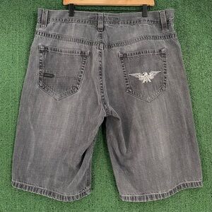 Vintage Y2K Avirex Eagle Faded Grey Denim Jean Shorts Jorts Men’s Size 40